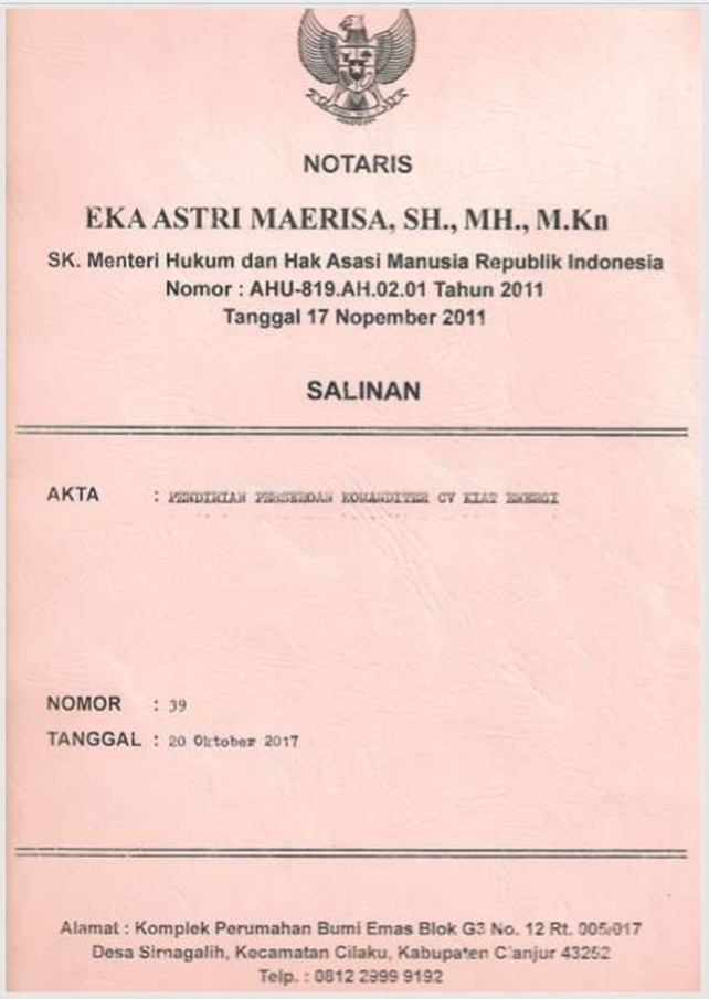 Akta Notaris Pendirian